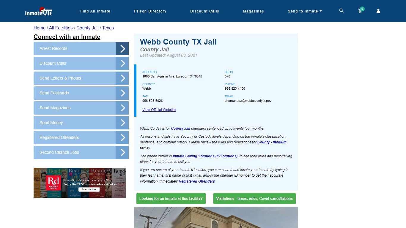 Webb County TX Jail - Inmate Locator - Laredo, TX